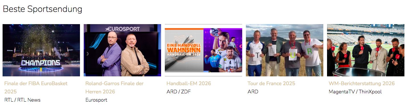 Dt- Fernsehpreis 2026 Sportsendung ARTIKEL (DFP)